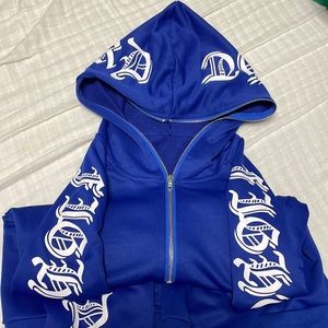 AESTHETIC BLUE GRAPHIC ZIP-UP